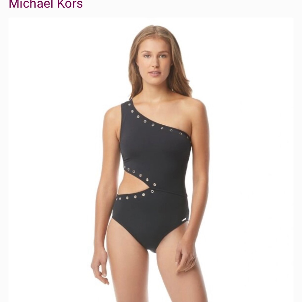 Michael Kors Black One-Shoulder Swimsuit